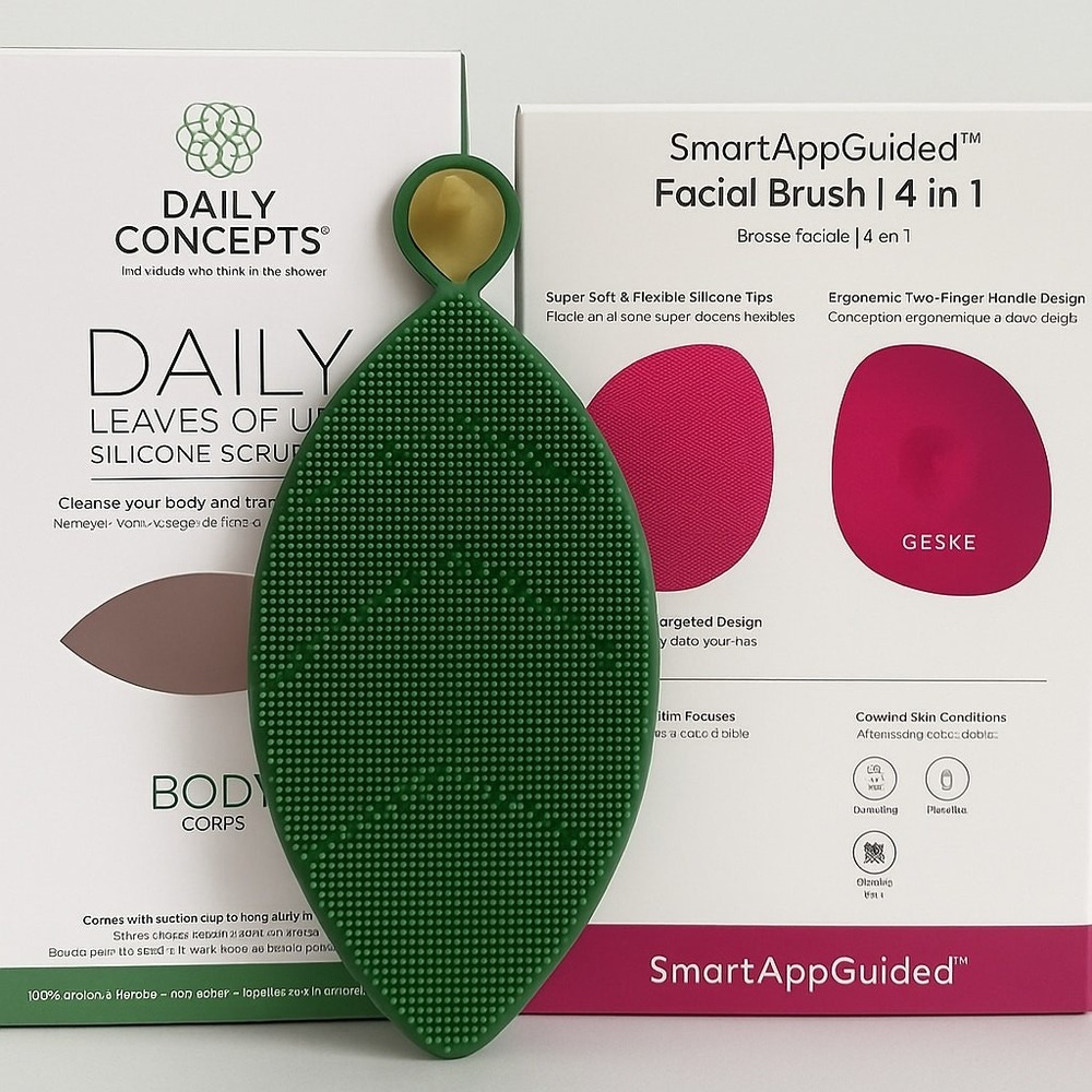 2x Daily Concepts + Geske Face & Body Scrubber Silicone Pore textured exfoliator